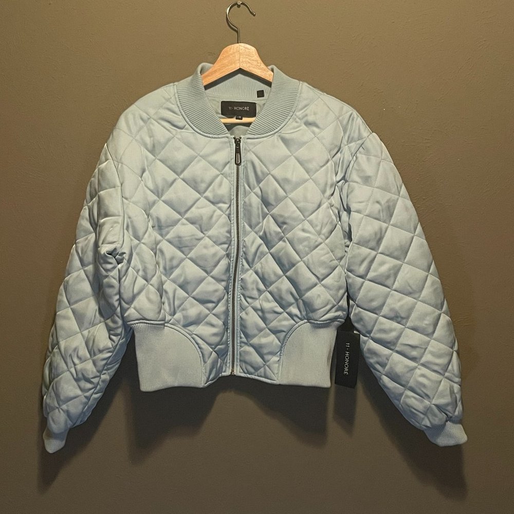 11 Honore Coat Powder Blue Bomber Jacket. Size 18. New/Unworn and Trendy